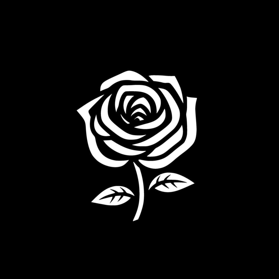 rosas - negro y blanco aislado icono - vector ilustración