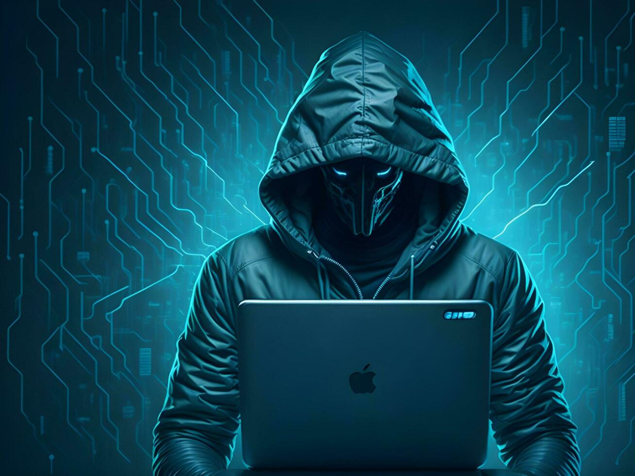 Internet security protection from hacker attacking Cyber attack ai generate photo