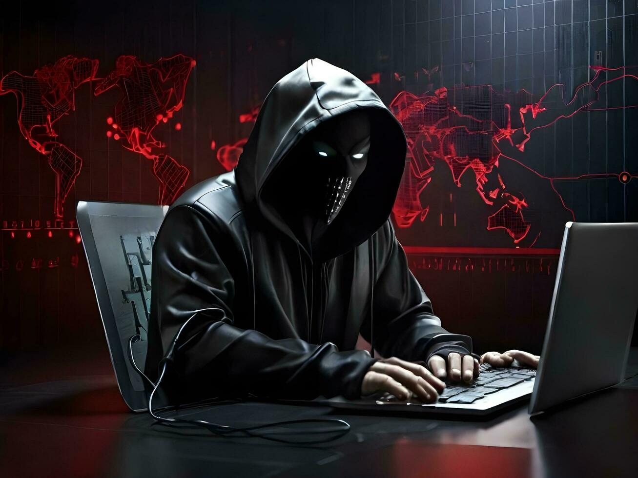 Internet security protection from hacker attacking Cyber attack ai generate photo