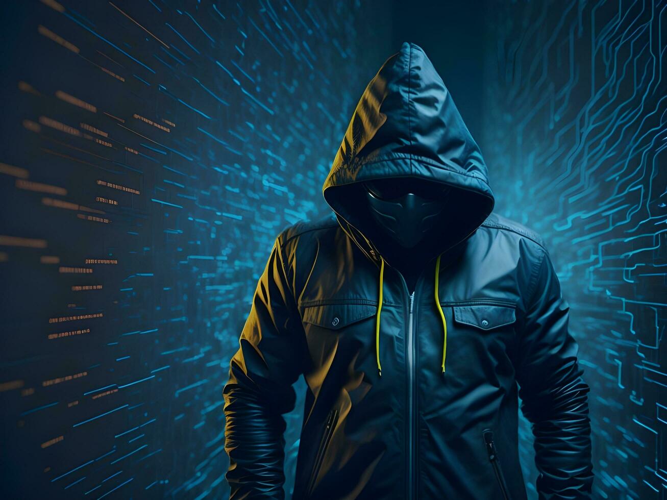Internet security protection from hacker attacking Cyber attack ai generate photo