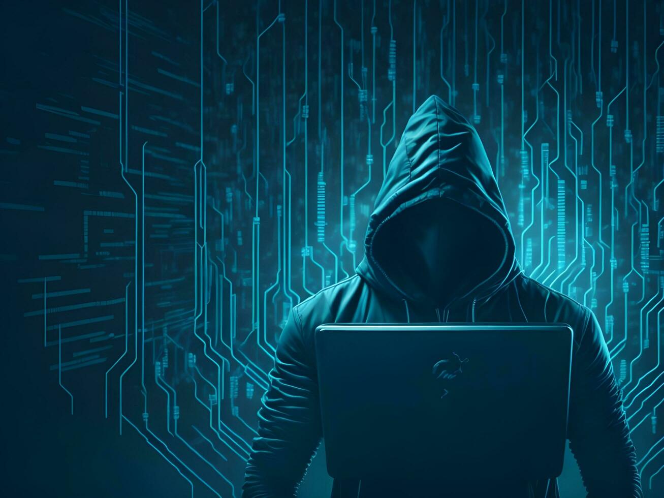 Internet security protection from hacker attacking Cyber attack ai generate photo