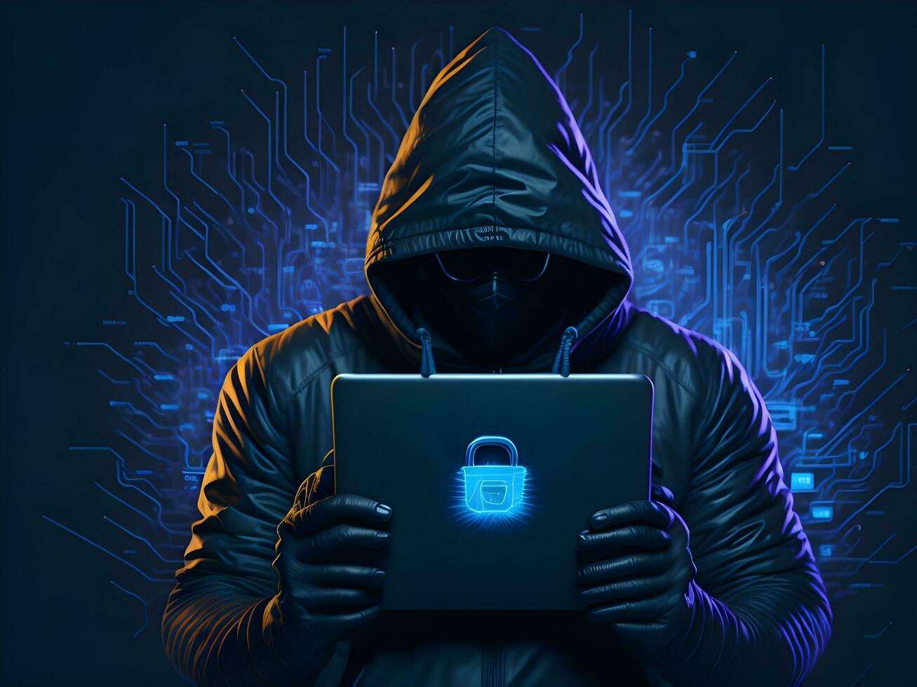 Internet security protection from hacker attacking Cyber attack ai generate photo
