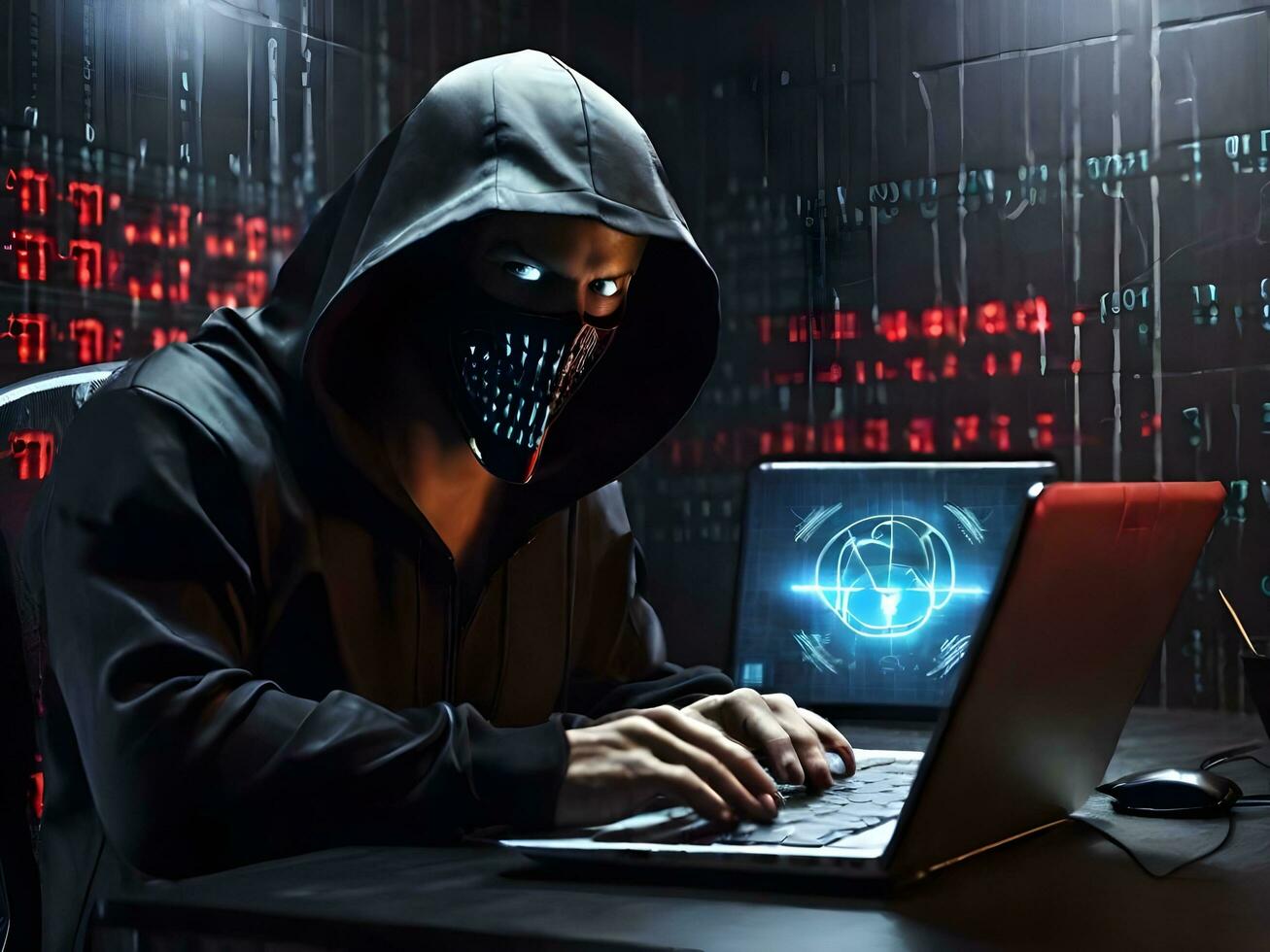 Internet security protection from hacker attacking Cyber attack ai generate photo