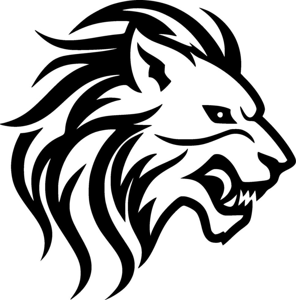 Lion, Black and White Vector illustration