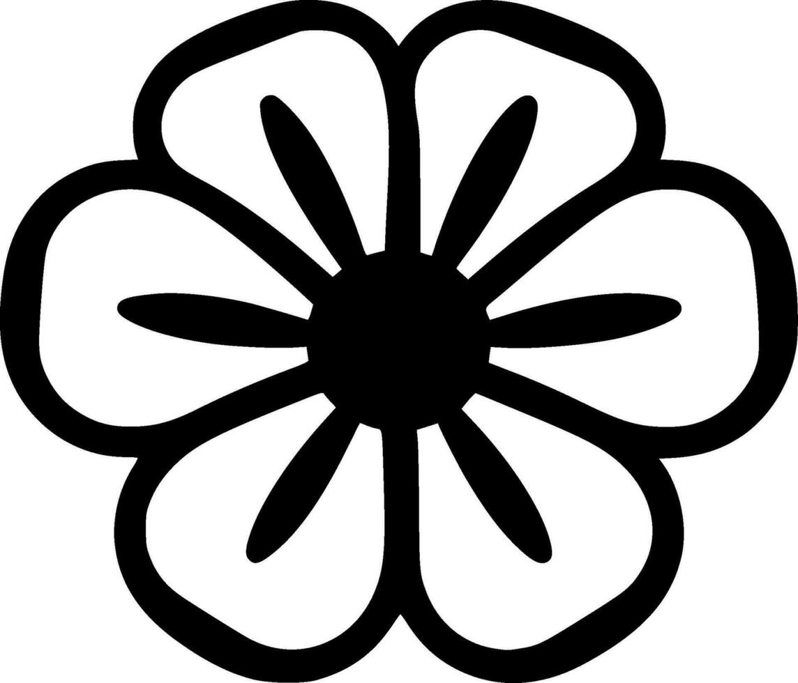 Flower - Black and White Isolated Icon - Vector illustration