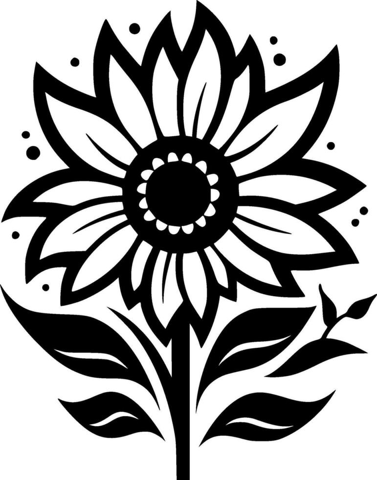 Flower - Black and White Isolated Icon - Vector illustration