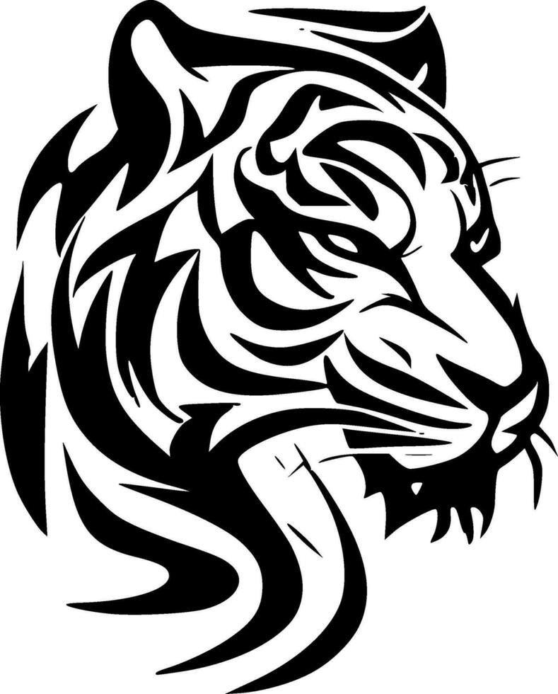 Tiger - Black and White Isolated Icon - Vector illustration