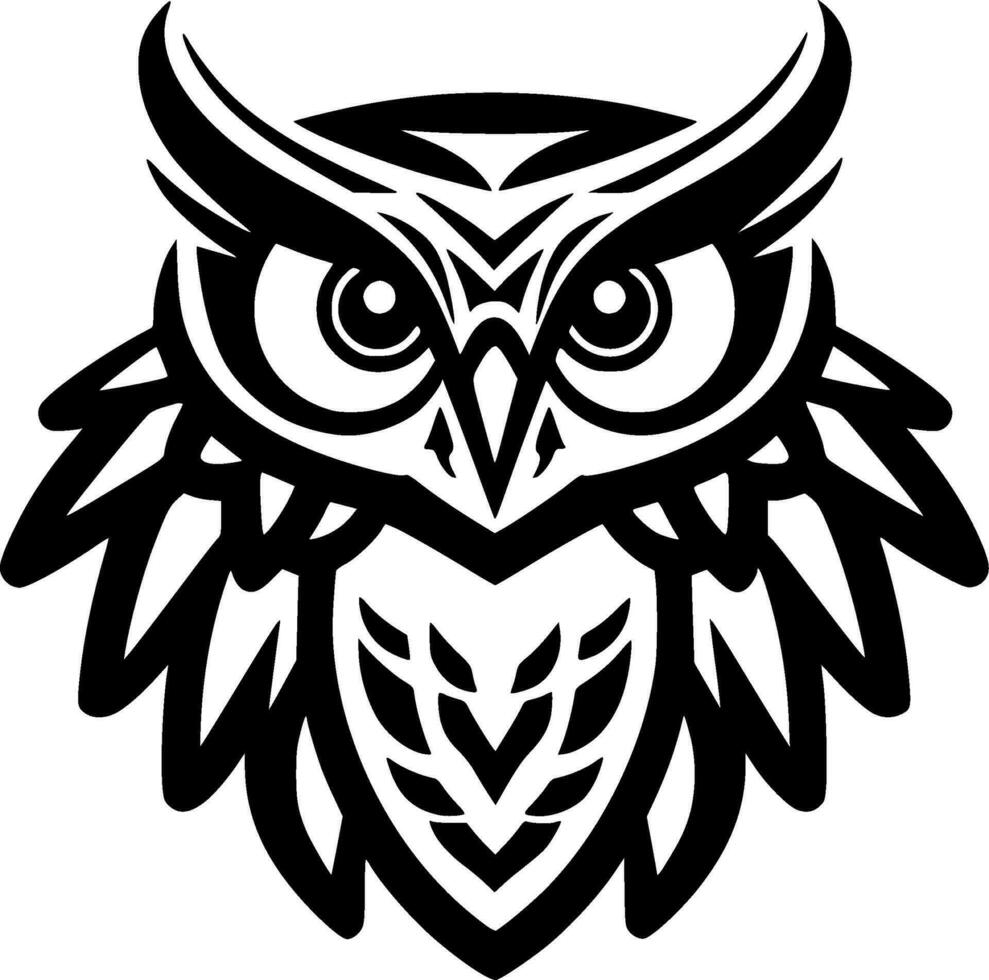 Owl - Black and White Isolated Icon - Vector illustration