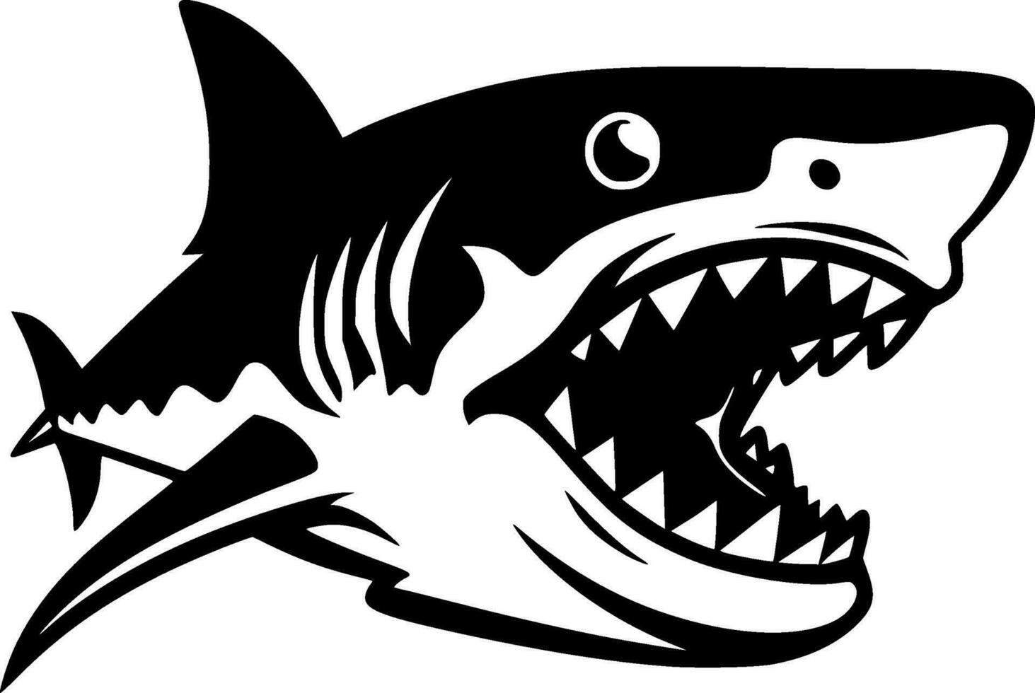 Shark, Black and White Vector illustration