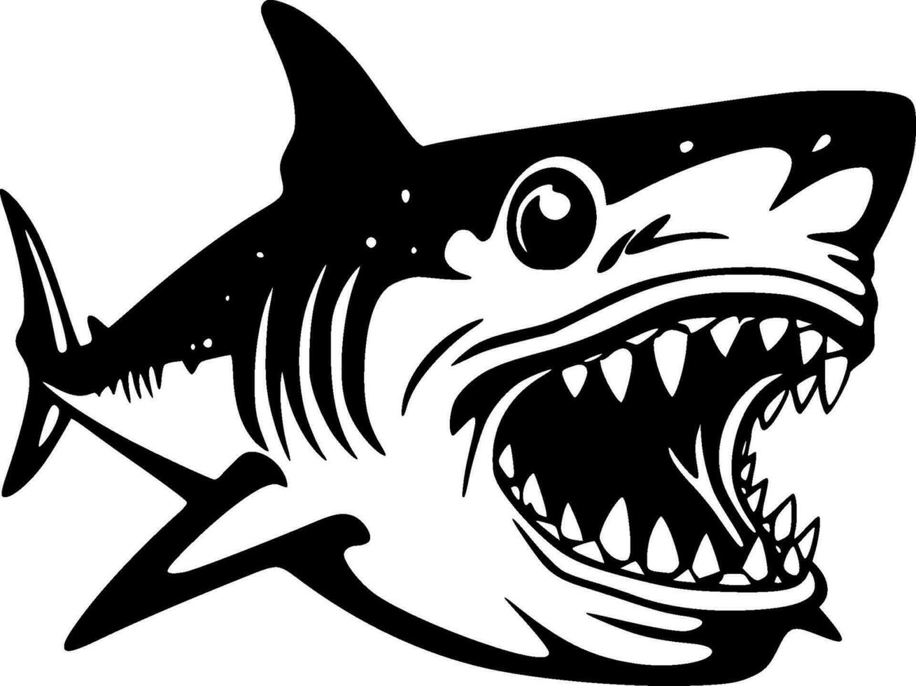 Shark, Black and White Vector illustration