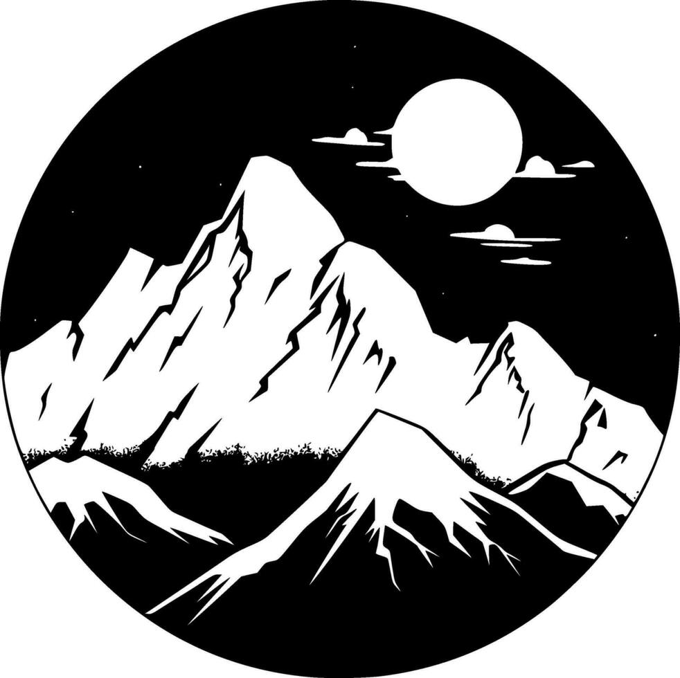 Mountains, Black and White Vector illustration