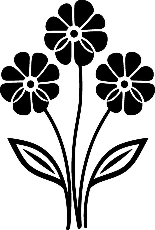 Flowers - Black and White Isolated Icon - Vector illustration