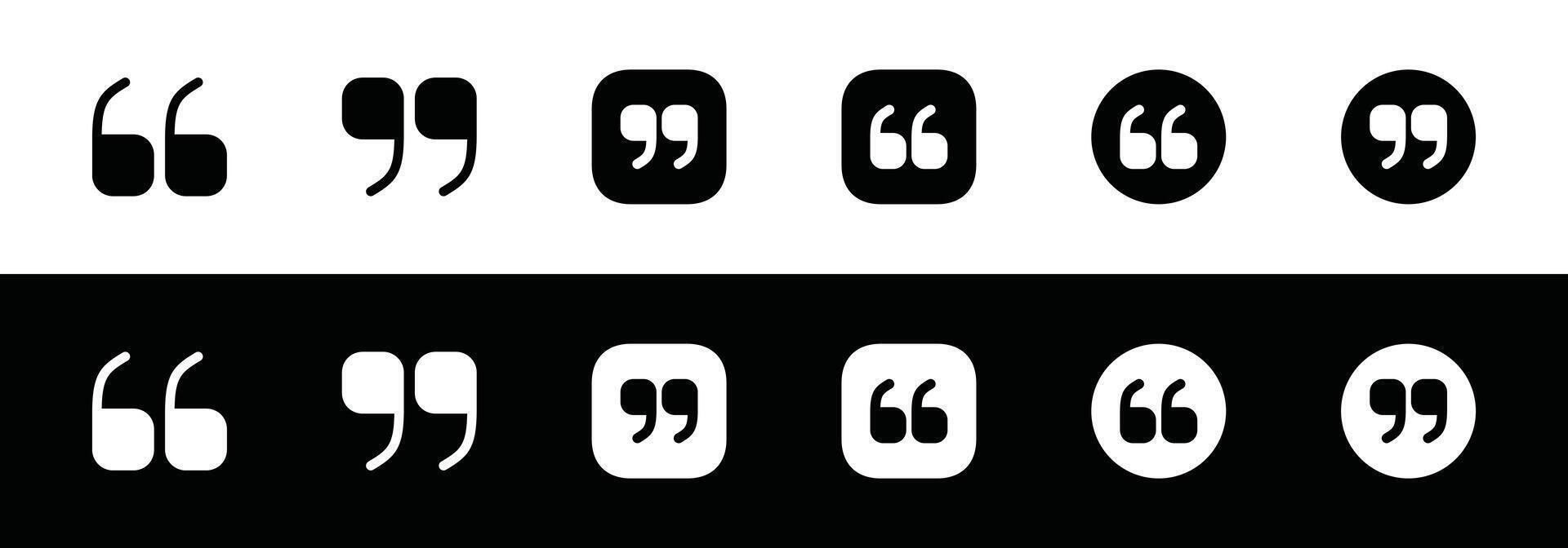 Set of quote mark. Quotes icon vector set. Quotemarks outline, speech marks, inverted commas or talking marks collection. Talk bubble speech icon. Black quotes icon. Vector illustration.