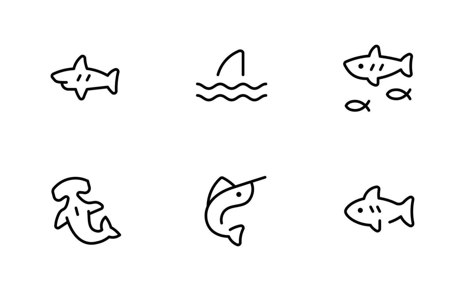 shark fish icon flat vector and illustration, graphic, editable stroke. Suitable for website design, logo, app, template, and ui ux.