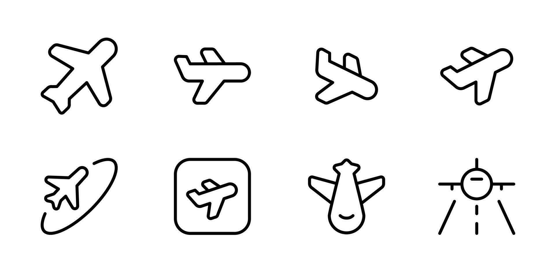 Plane Airplane icon isolated on white background. Aeroplane vector icon. Flight transport symbol. Travel element illustration. Holiday symbol.