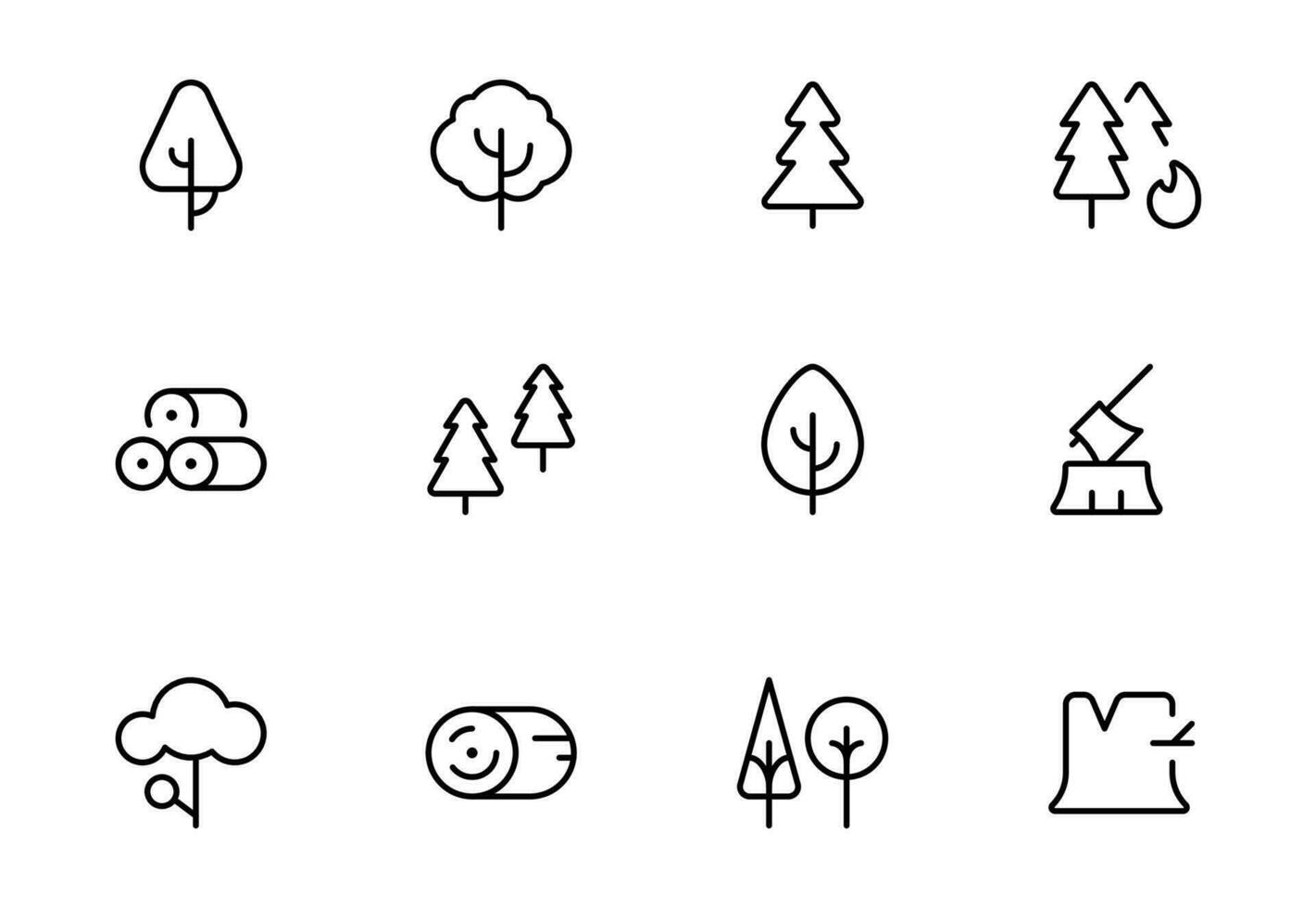 tree icon. tree related icon, cutting tree icon. flat vector and illustration, graphic, editable stroke. Suitable for website design, logo, app, template, and ui ux.