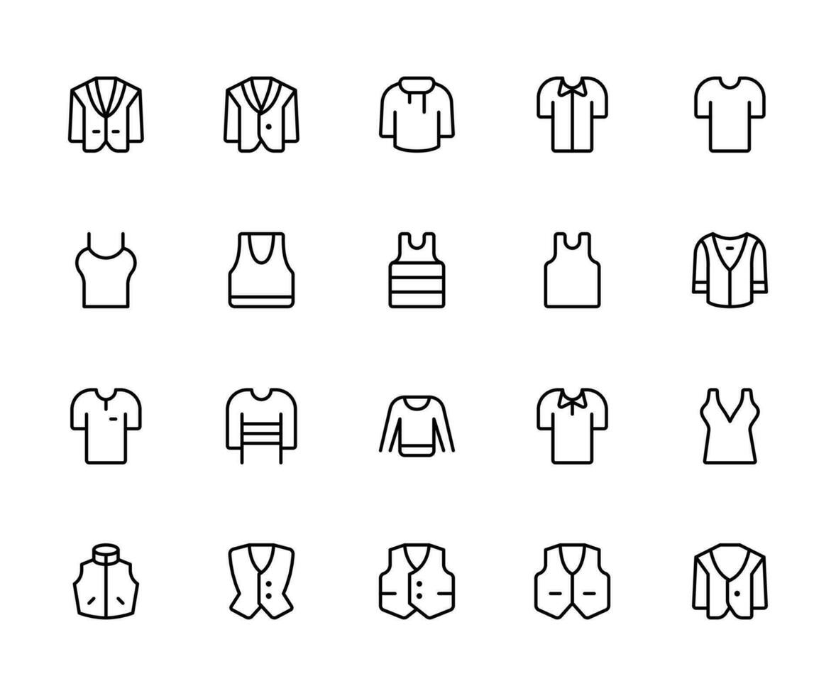 Sweater, Jacket, Winter Coat, Sweatshirt, Clothes, Fashion related icon editable Stroke line icons and Suitable for Web Page, Mobile App, UI, UX design. vector