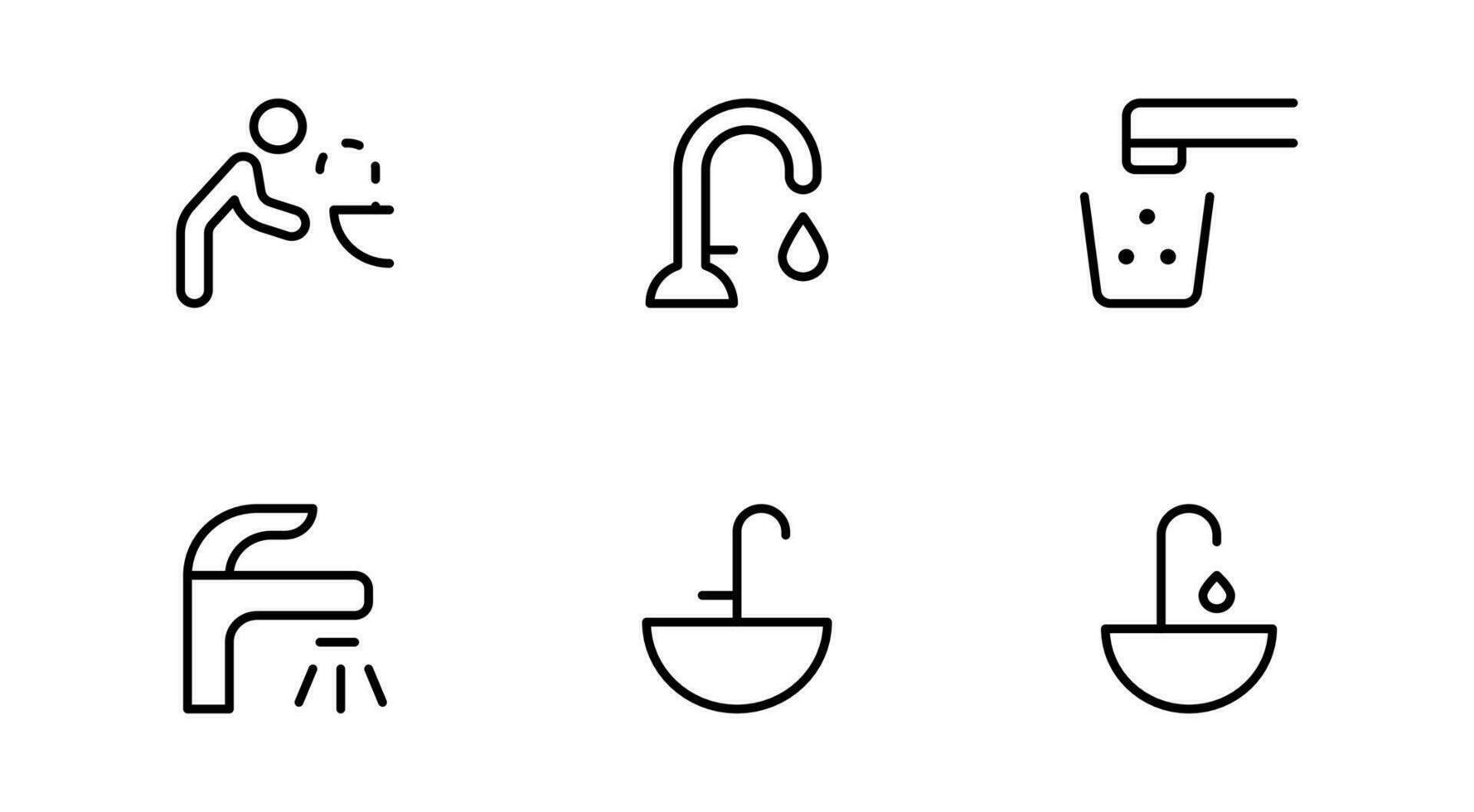 agua fuente iconos, Bebiendo agua grifo icono. editable carrera contorno icono aislado en blanco antecedentes plano vector ilustración.