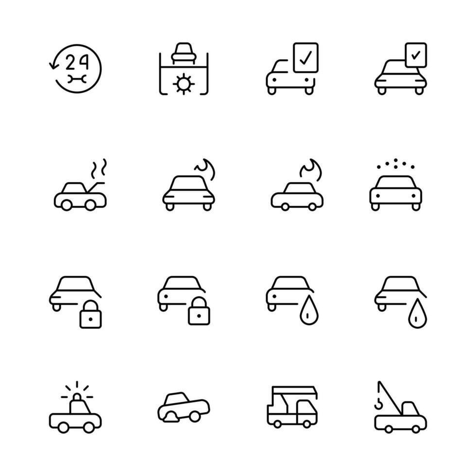 car repair icon. vector illustration. linear Editable Stroke. Line, Solid, Flat Line, thin style and Suitable for Web Page, Mobile App, UI, UX design.