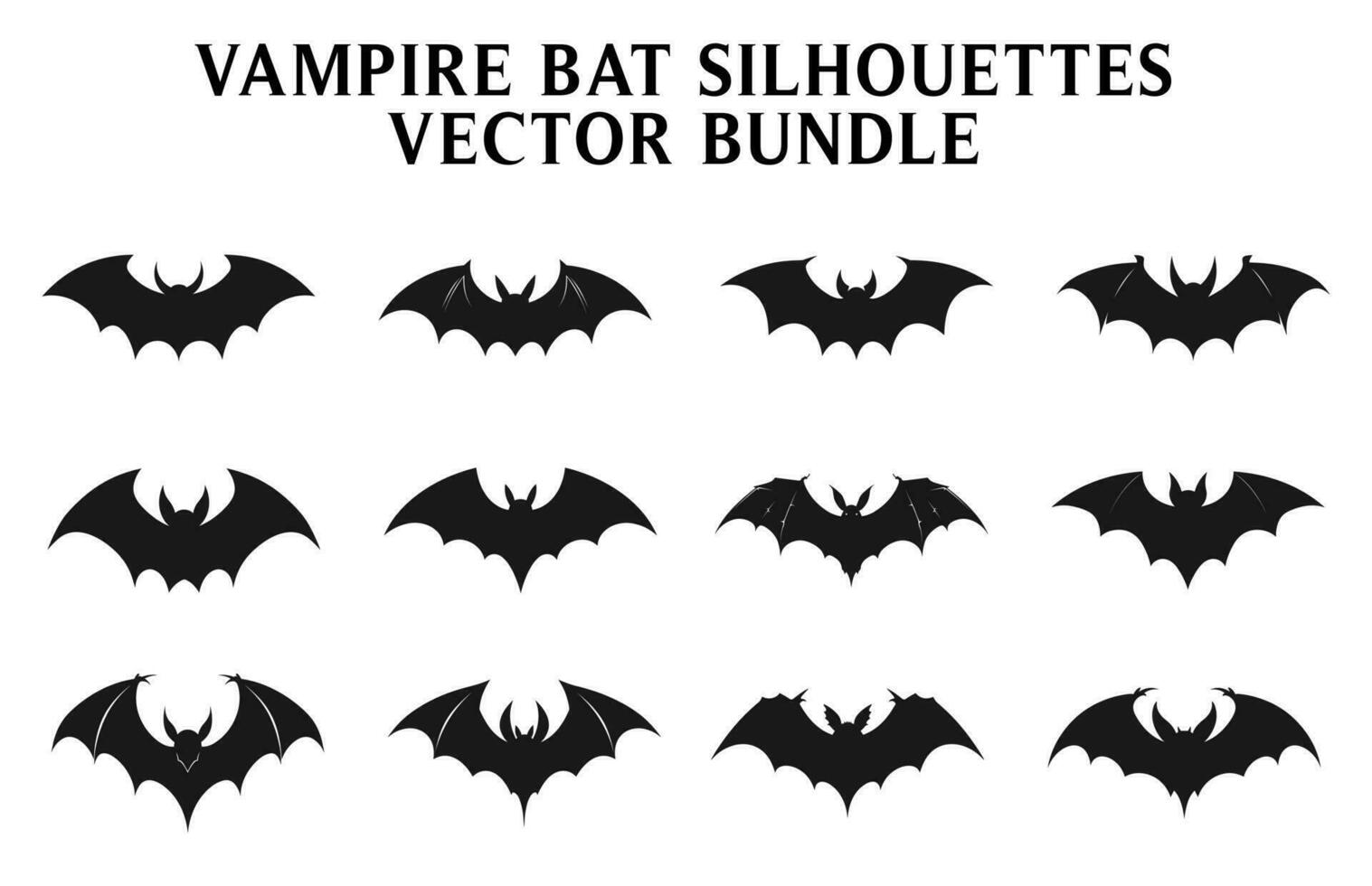 Scary Bat Vampire silhouettes, Halloween bat flying silhouettes vector