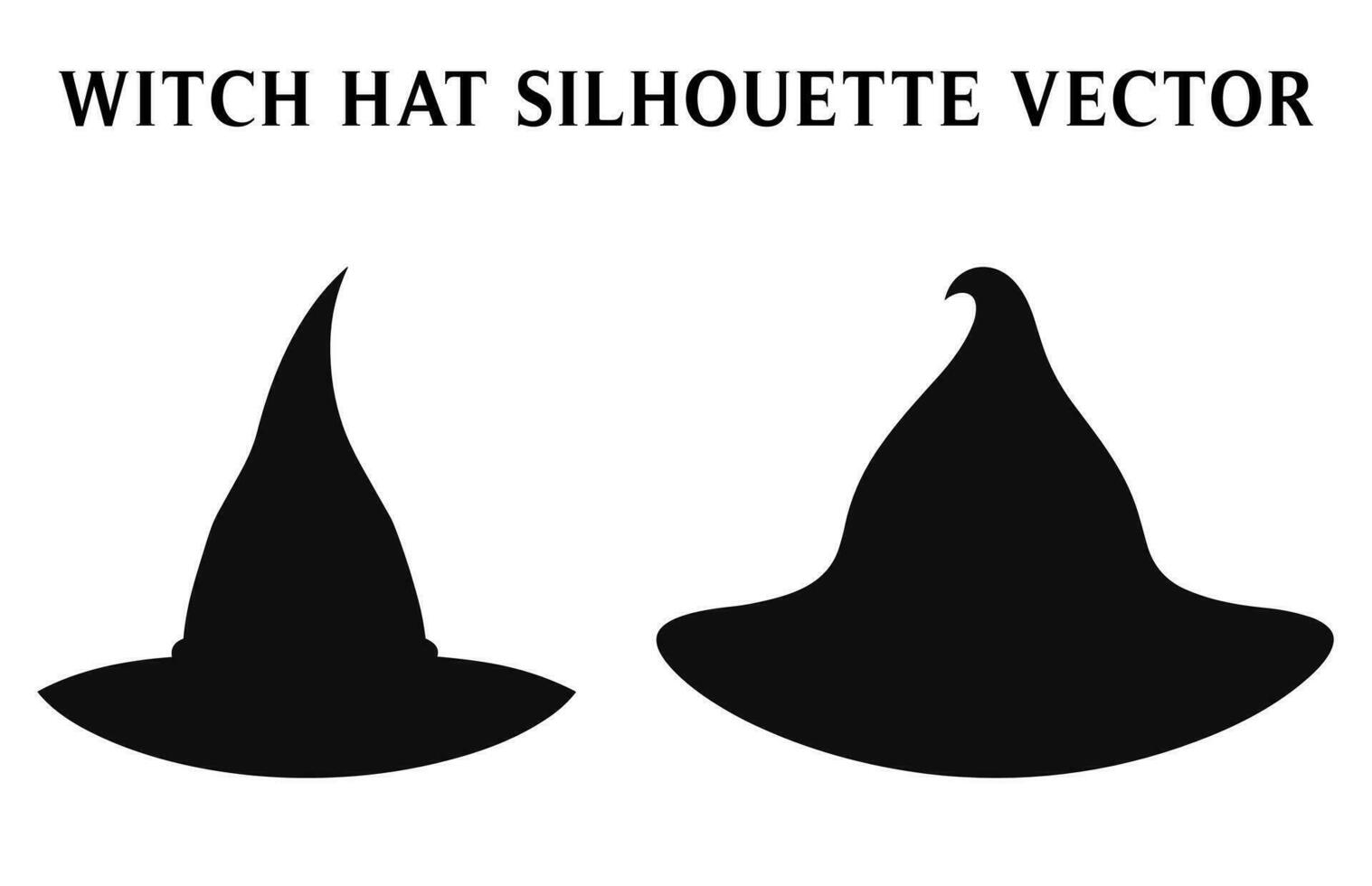 Free Witches Hat Vector Black silhouette, Set of witch hats icon silhouette