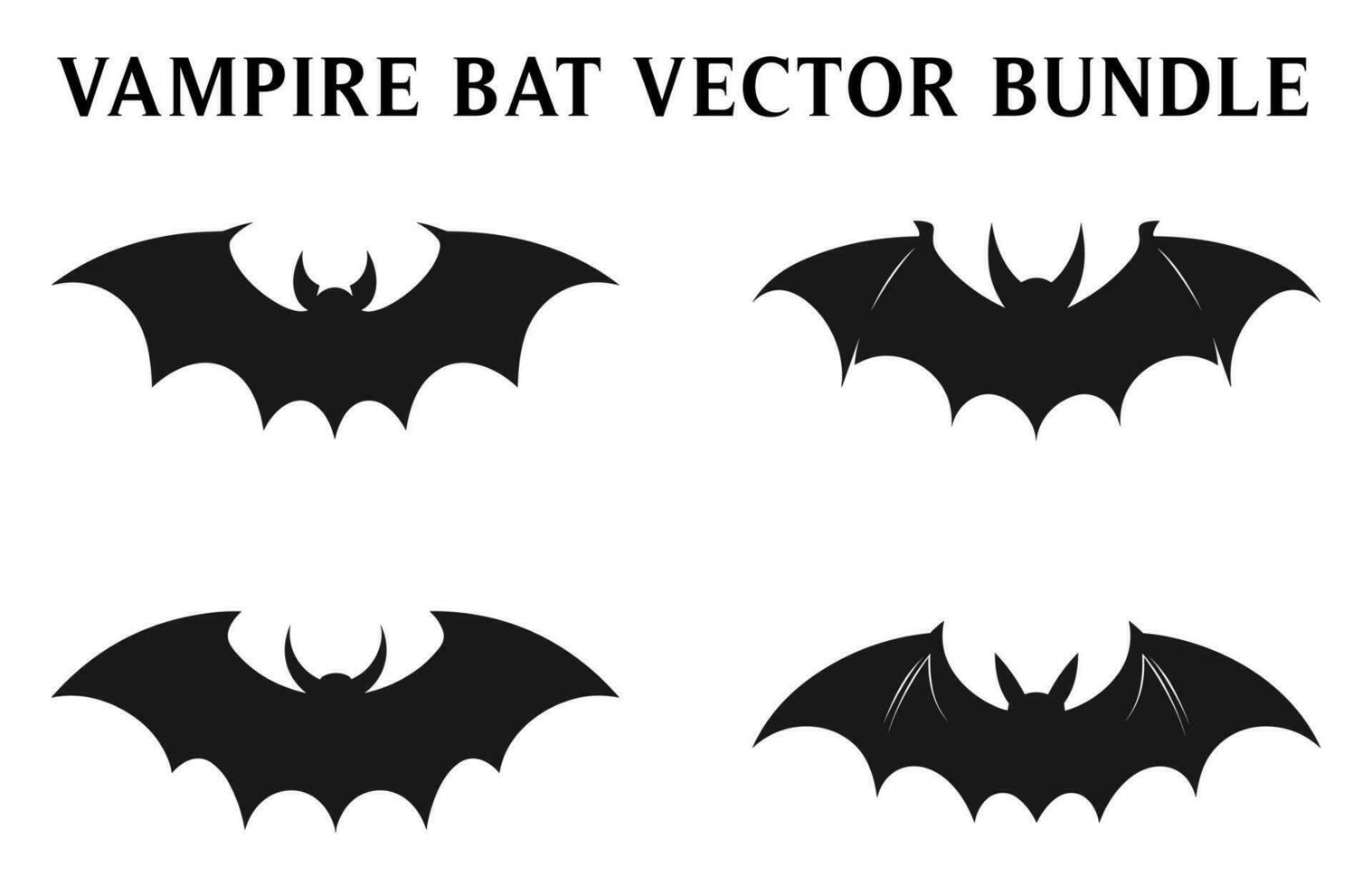 Scary Bat Vampire silhouettes, Halloween bat flying silhouettes vector