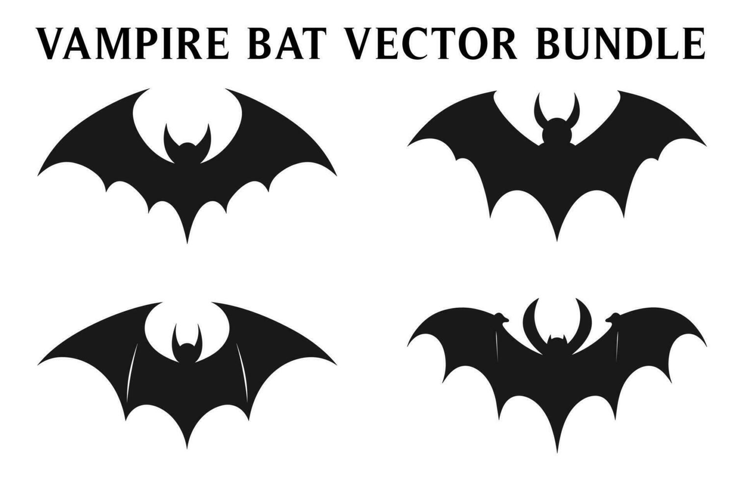 Scary Bat Vampire silhouettes, Halloween bat flying silhouettes vector