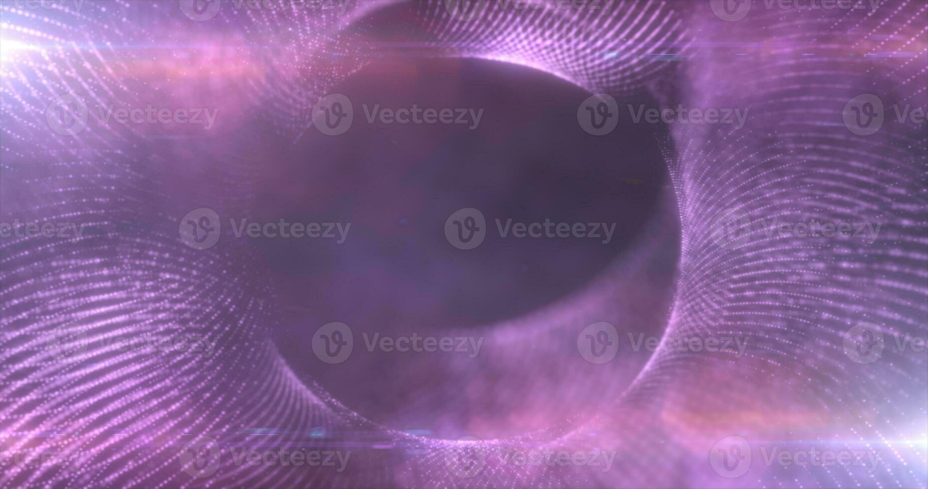 Round purple frame from energy magical glowing particles and light lines abstract background photo
