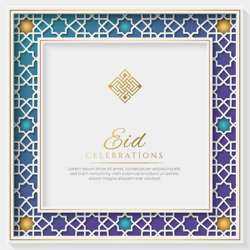 Eid Mubarak colorful Islamic social media post template vector