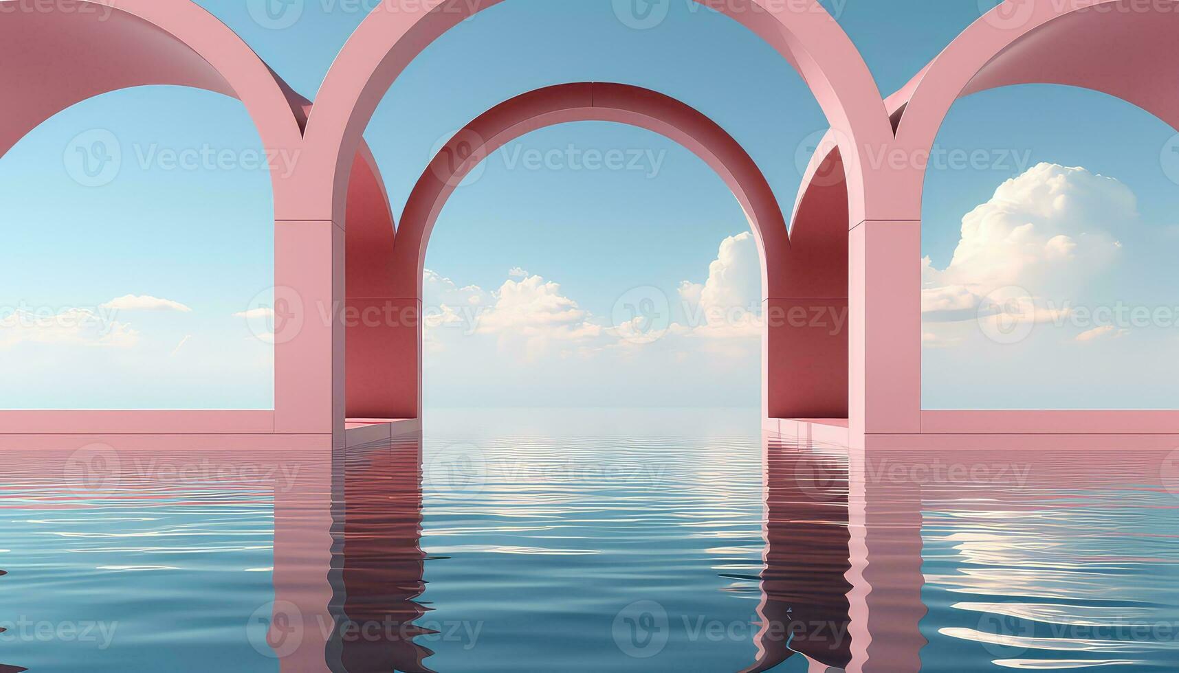 3D Trees and Clouds in Minimalist Style AI generated photo