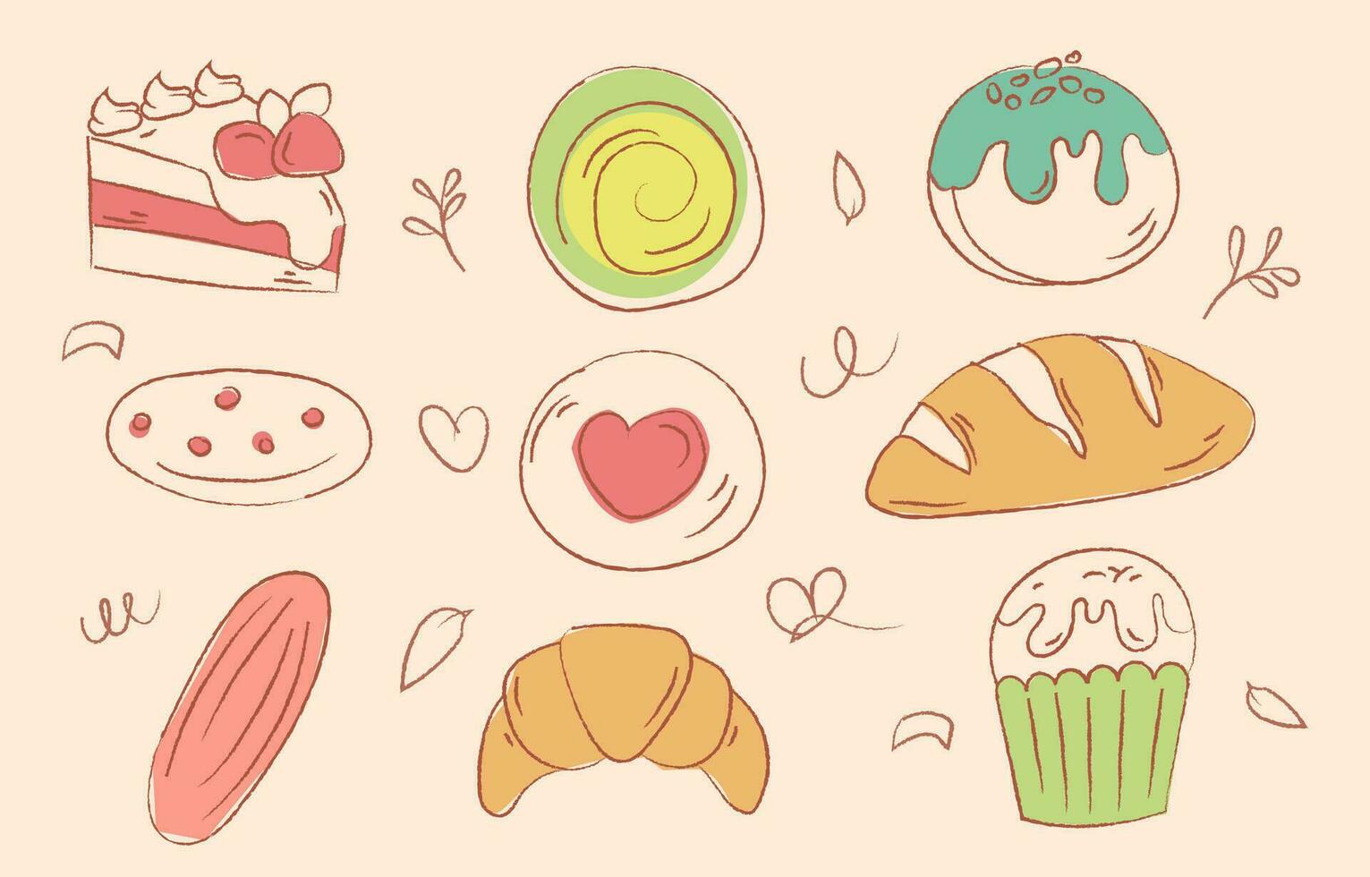 Doodle Bakery Vector Collection Hand Drawn