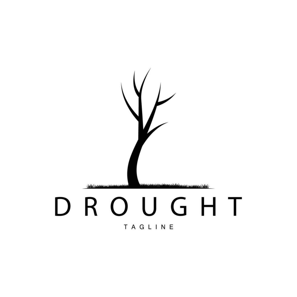 Drought Logo, Dry Tree Logo Design with Simple, Minimalist and Modern Vector Line Style