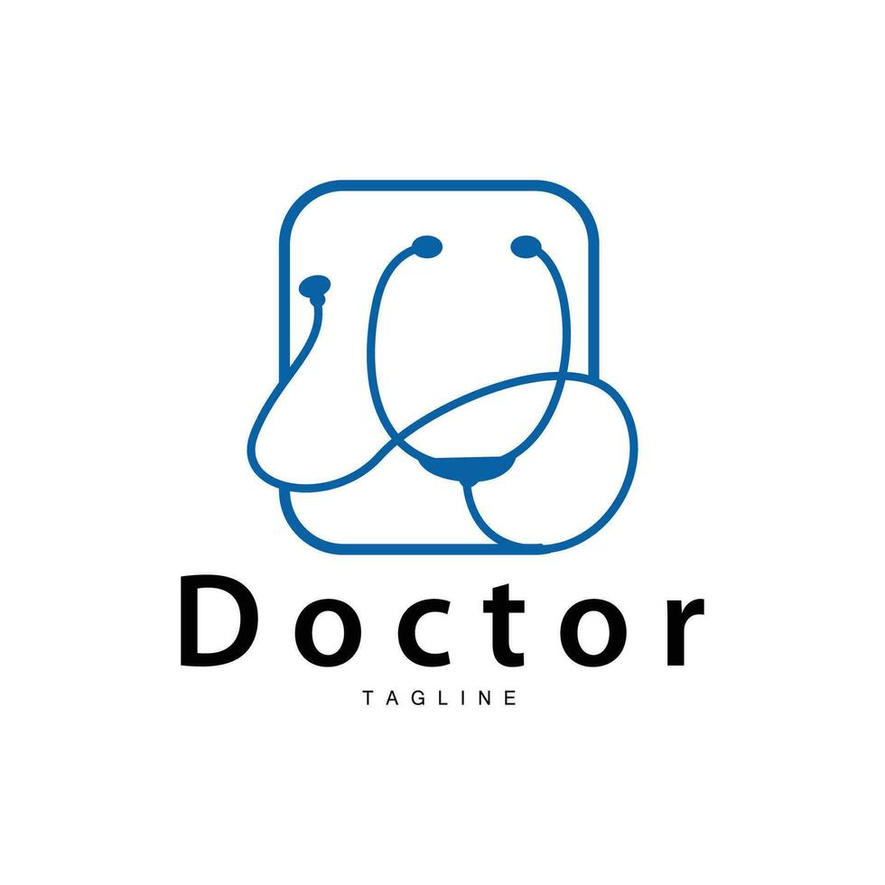 estetoscopio logo, salud médico diseño sencillo línea vector símbolo ilustración