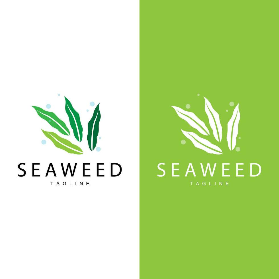 Seaweed Logo Design, Underwater Plant Design Illustrations, Cosmetics and Food Ingredient vector