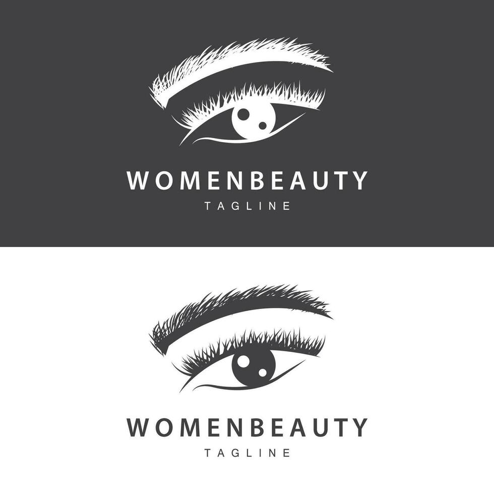 Eyelash Logo, Women's Eye Beauty Salon Simple Design with Line Model, Vector Templet Icon