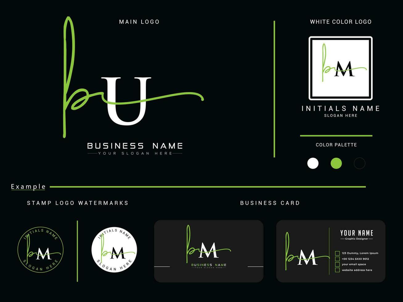 Minimalist BU Signature Apparel Logo, Colorful Bu Luxury Letter Business Logo and Presentation vector