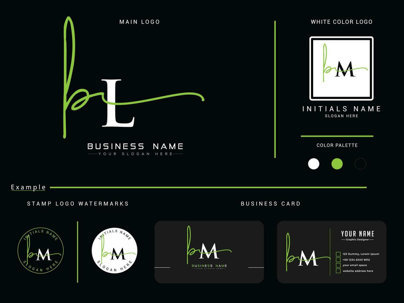 Minimalist Bl Signature Apparel Logo, Colorful BL Luxury Letter Business Logo and Presentation vector