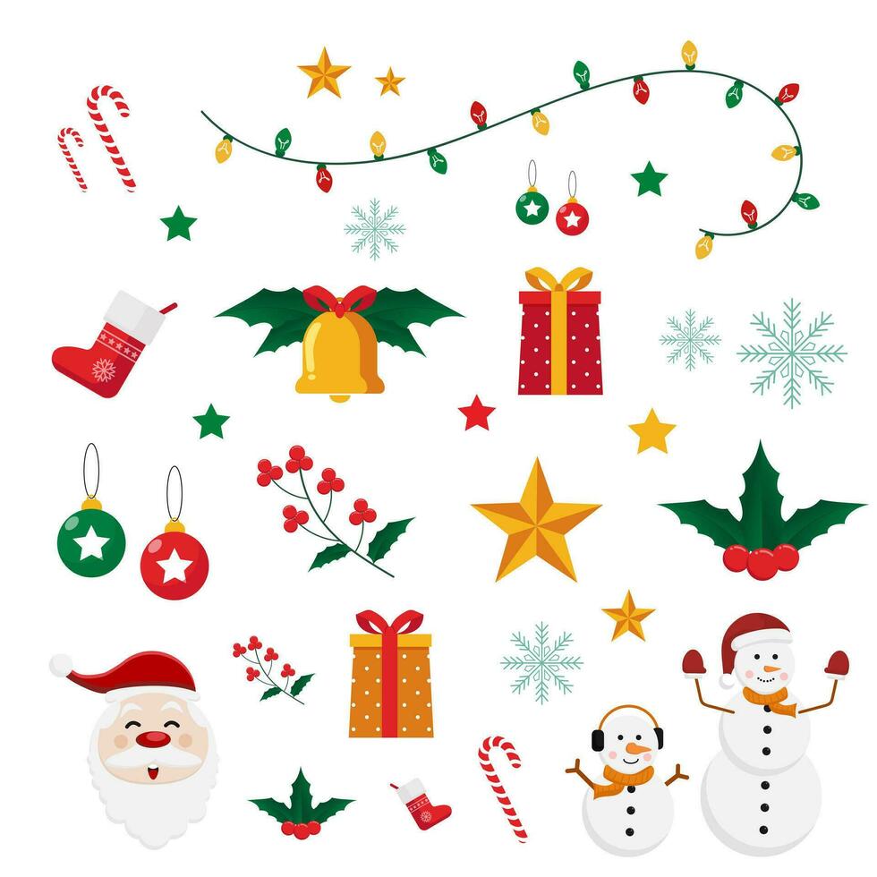 Vector flat design Christmas element collection