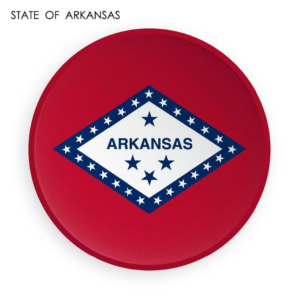 flag of american state of Arkansas icon in modern neomorphism style. Button for mobile application or web. Vector on white background