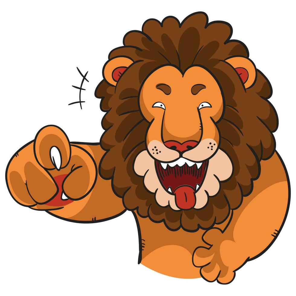 Lion laughing and pointing vector illustration