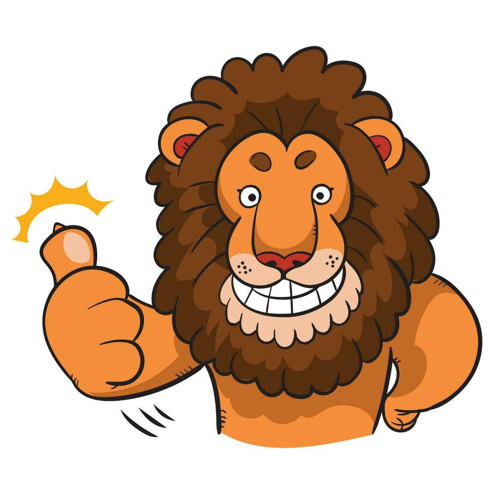 Cartoon lion with thumbs up gesture vector