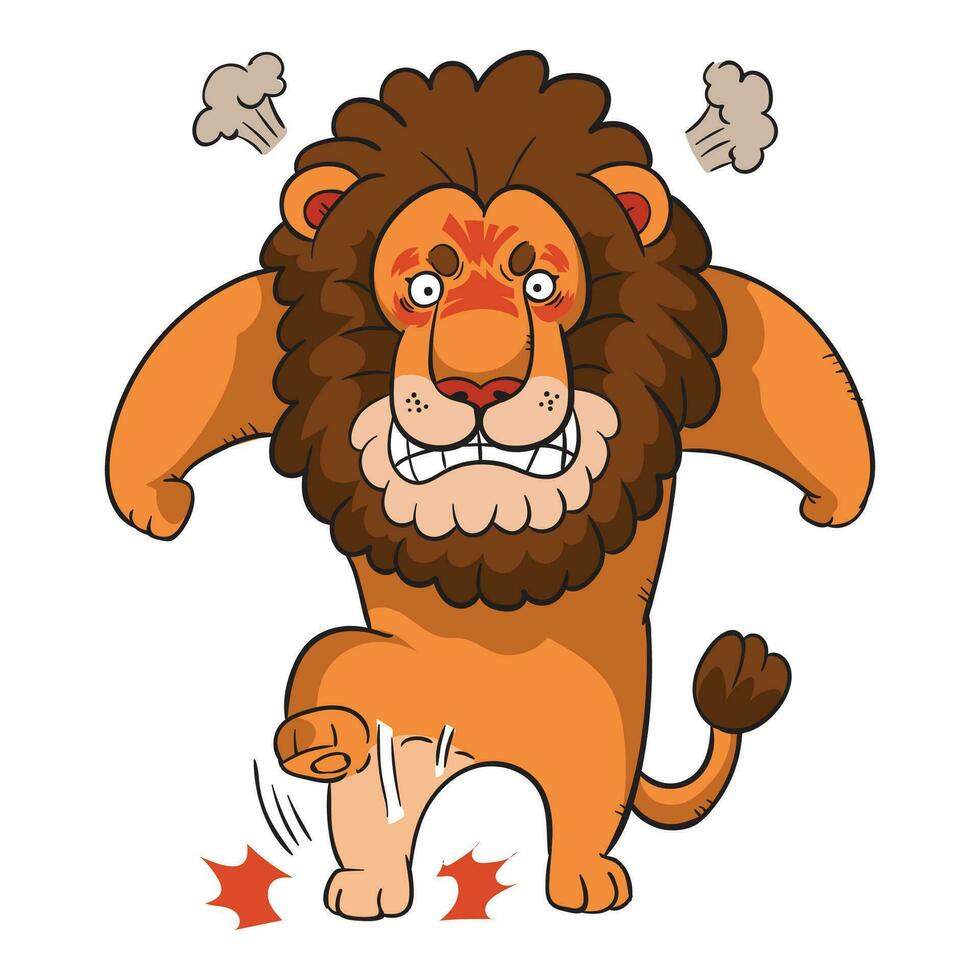león sensación enojado y rugido vector ilustración