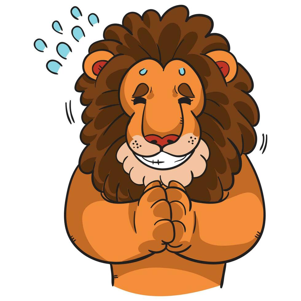 Cartoon lion begging vector illustration