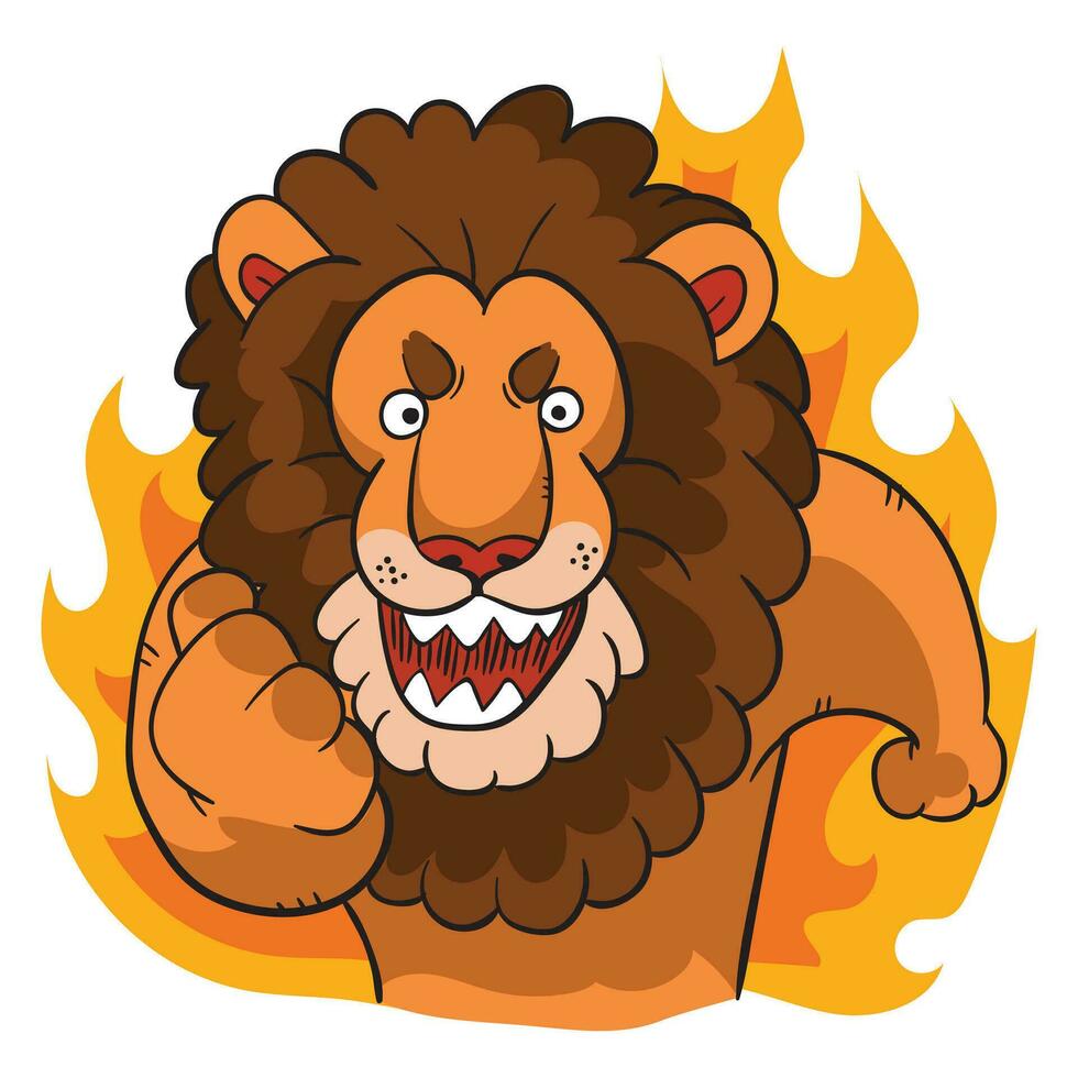 Lion feeling determined vector illustration