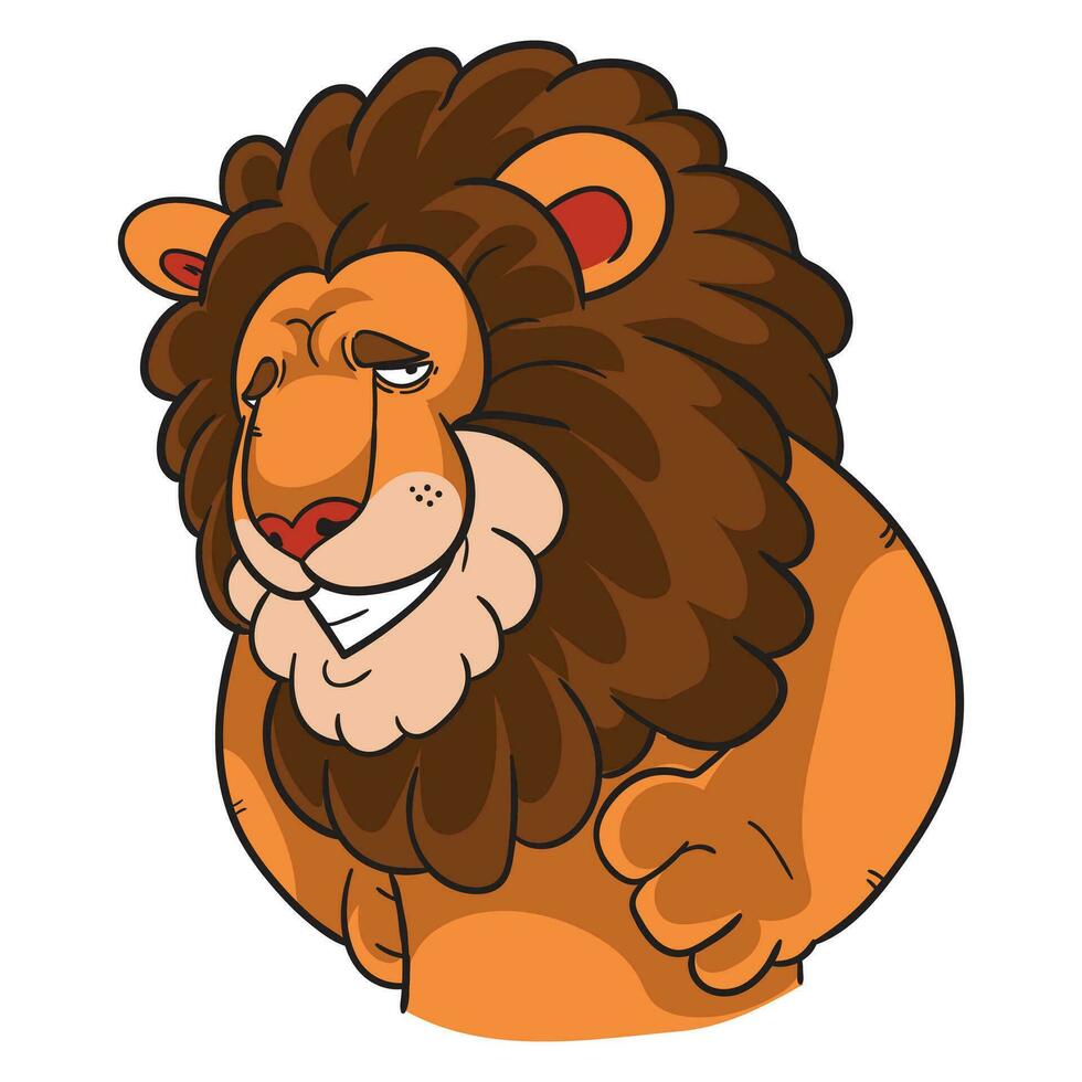 Lion with a smug face Vector illustration