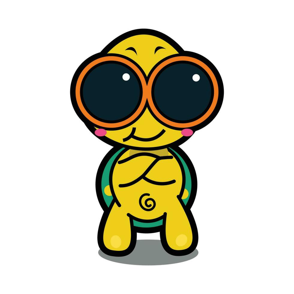 Tortoise wearing goggles cartoon design illustration vector