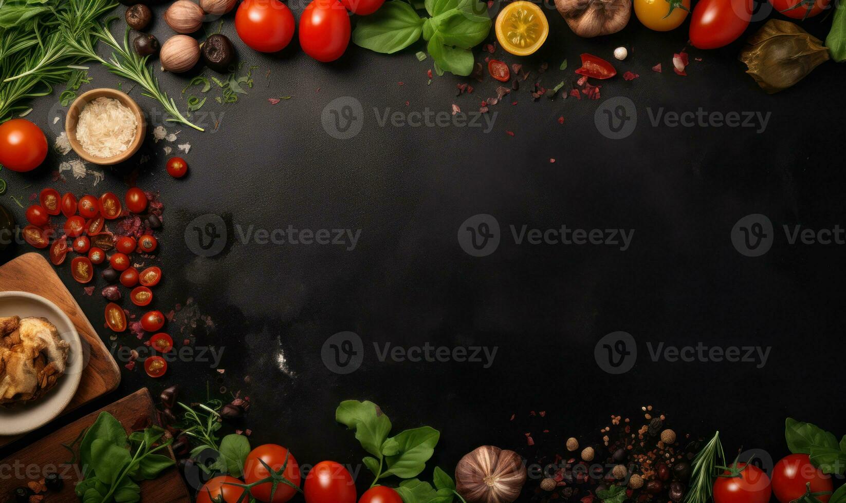 photo top view food frame with copy-space AI Generated