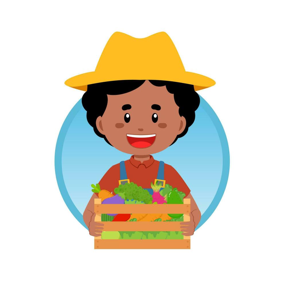 Farmer Harvesting Vegetables and Fruit Avatar vector