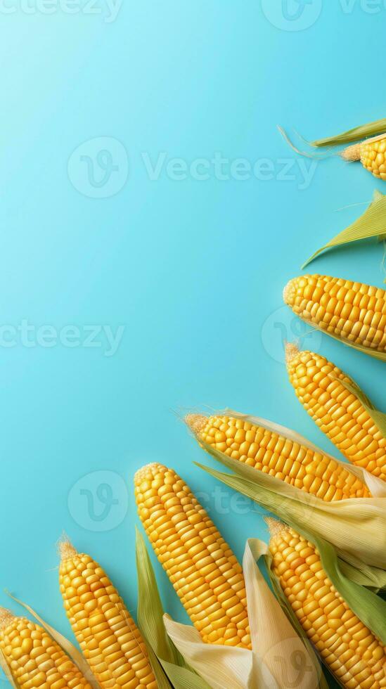 a pastel background surrounded by corns, vertical format, background image, generative AI photo