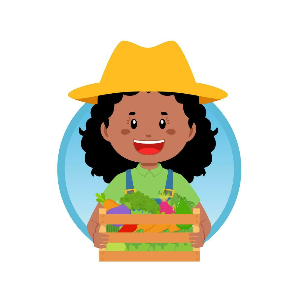 Farmer Harvesting Vegetables and Fruit Avatar vector